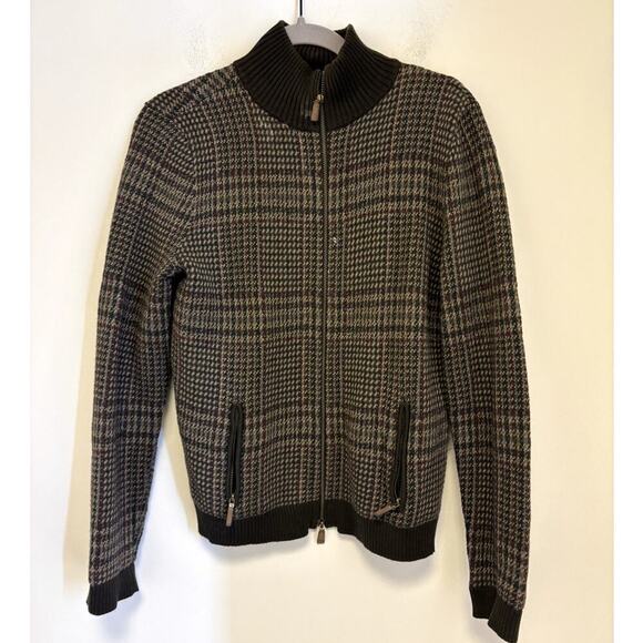 Lauren Ralph Lauren Bomber Jacket Green Glenn Check Plaid Tweed Zip - Picture 1 of 3